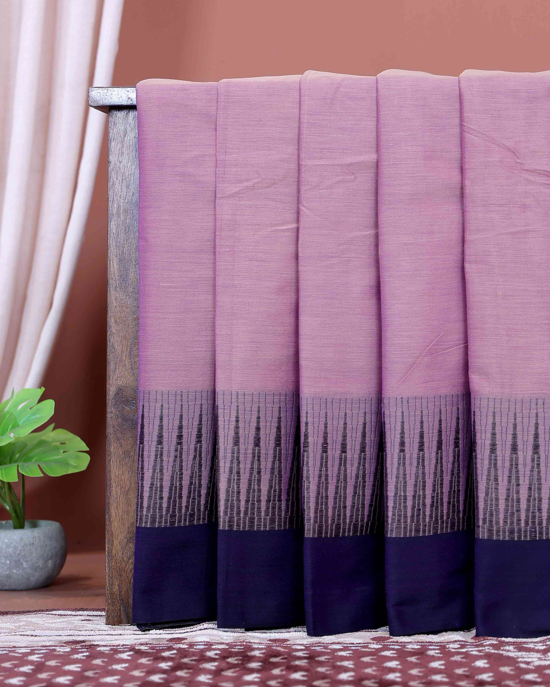 Traditional Handloom Narayanpet Cotton Saree with Classic Temple Border- Purple