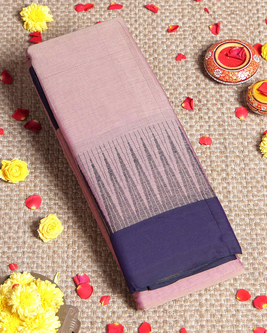 Traditional Handloom Narayanpet Cotton Saree with Classic Temple Border- Purple