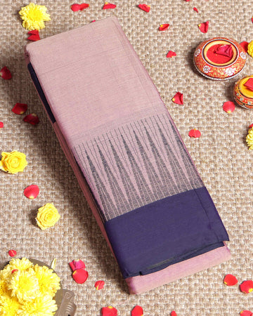 Traditional Handloom Narayanpet Cotton Saree with Classic Temple Border- Purple