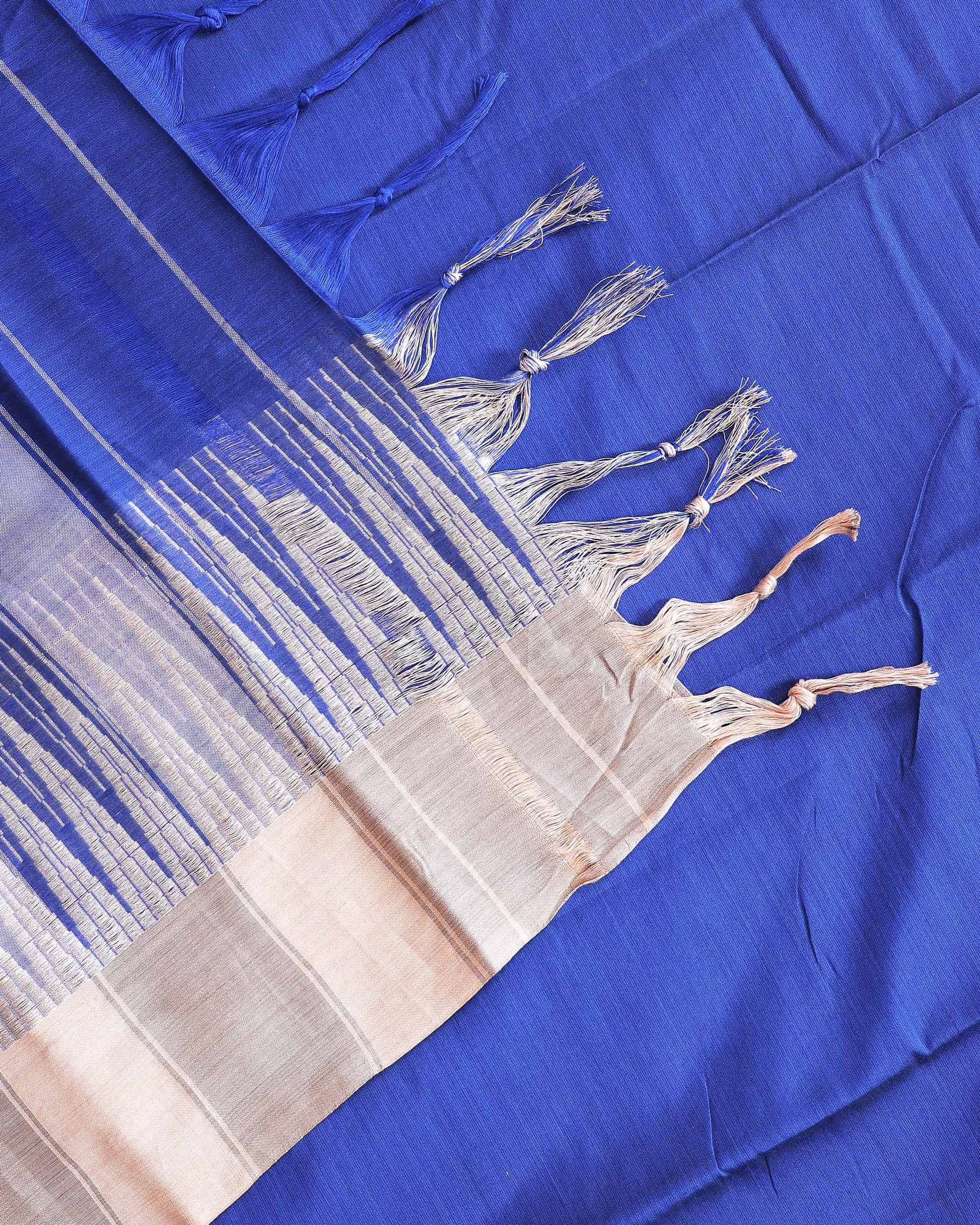 Traditional Handloom Narayanpet Cotton Saree with Classic Temple Border - Blue