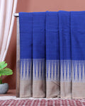 Traditional Handloom Narayanpet Cotton Saree with Classic Temple Border - Blue