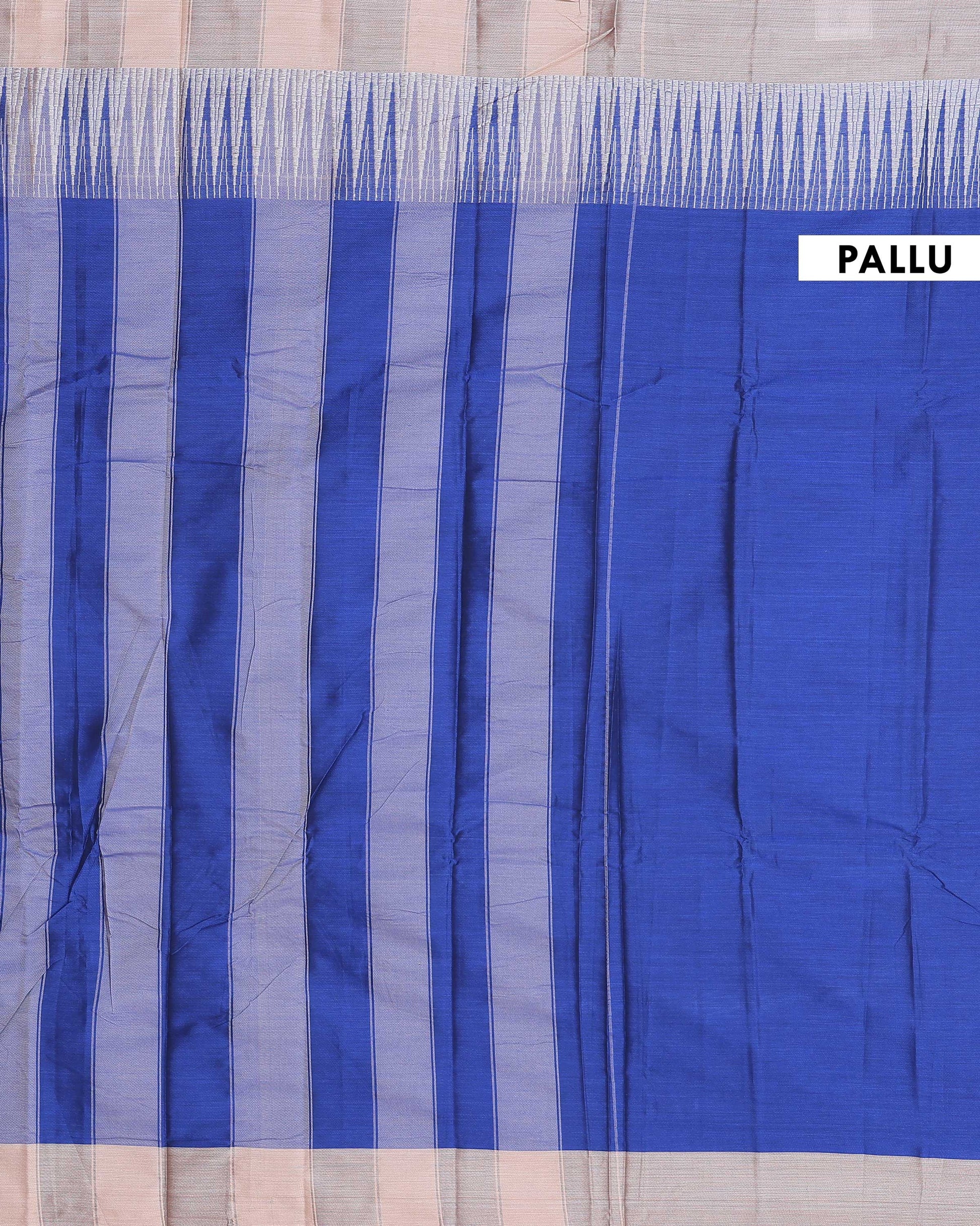 Traditional Handloom Narayanpet Cotton Saree with Classic Temple Border - Blue