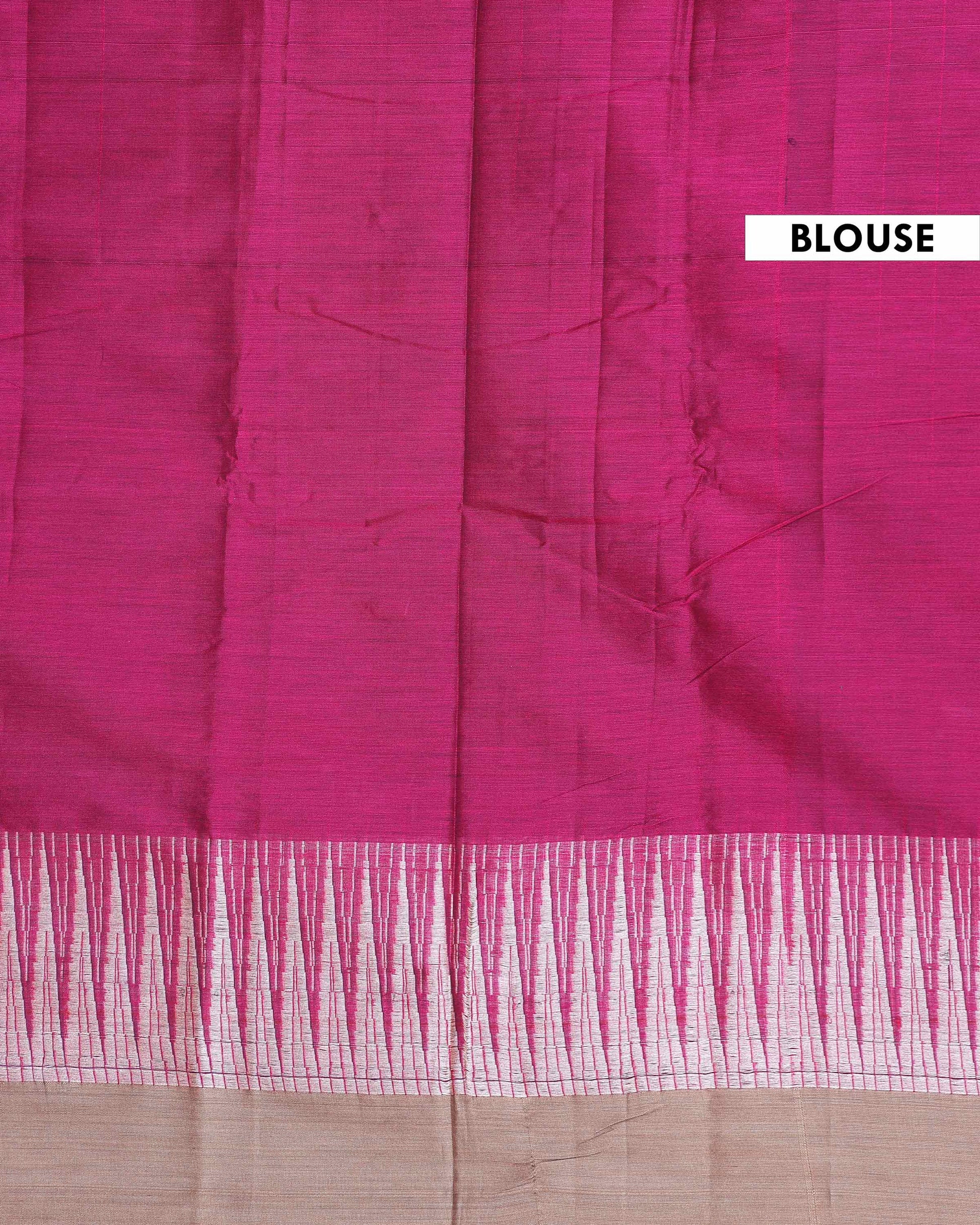 Traditional Handloom Narayanpet Cotton Saree with Classic Temple Border - Dark Pink