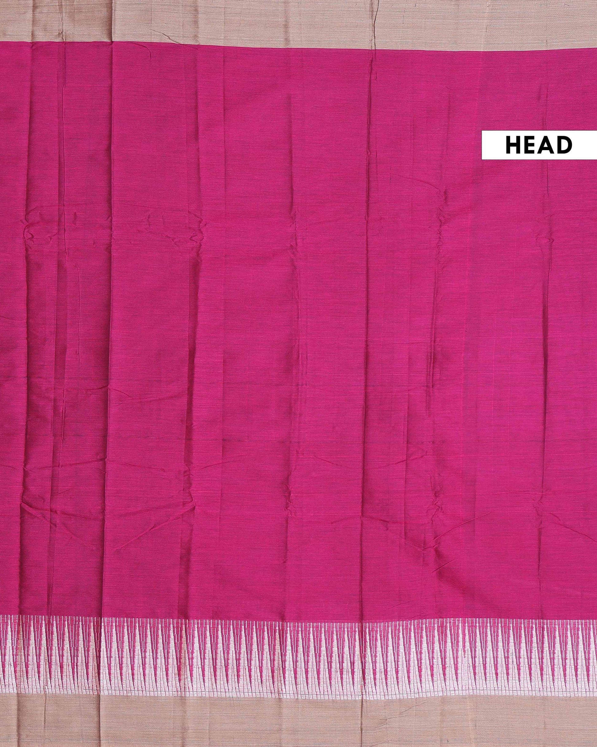 Traditional Handloom Narayanpet Cotton Saree with Classic Temple Border - Dark Pink