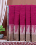 Traditional Handloom Narayanpet Cotton Saree with Classic Temple Border - Dark Pink