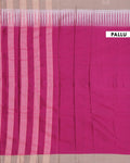 Traditional Handloom Narayanpet Cotton Saree with Classic Temple Border - Dark Pink