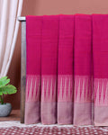 Traditional Handloom Narayanpet Cotton Saree with Classic Temple Border - Magenta