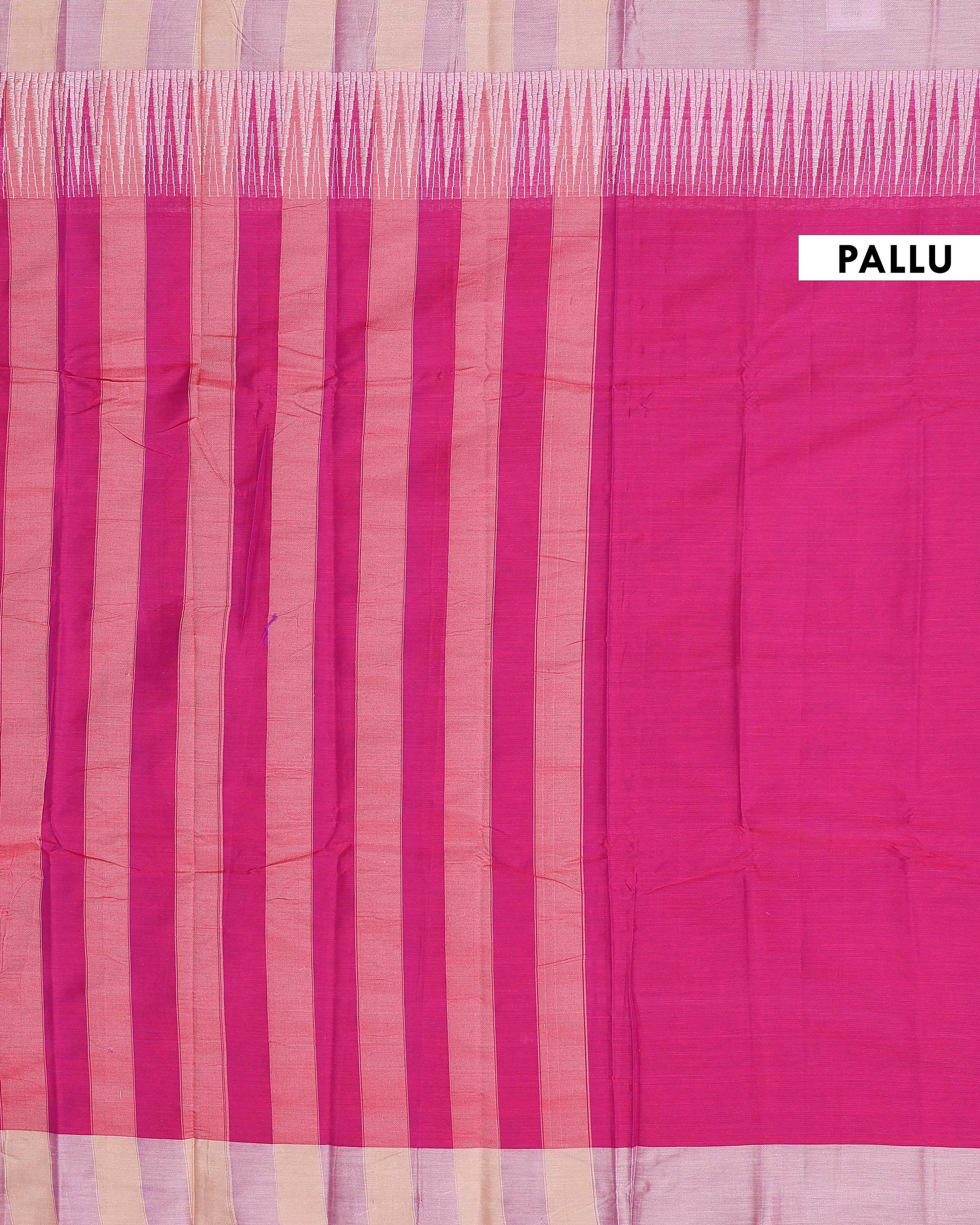 Traditional Handloom Narayanpet Cotton Saree with Classic Temple Border - Magenta