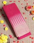 Traditional Handloom Narayanpet Cotton Saree with Classic Temple Border - Magenta