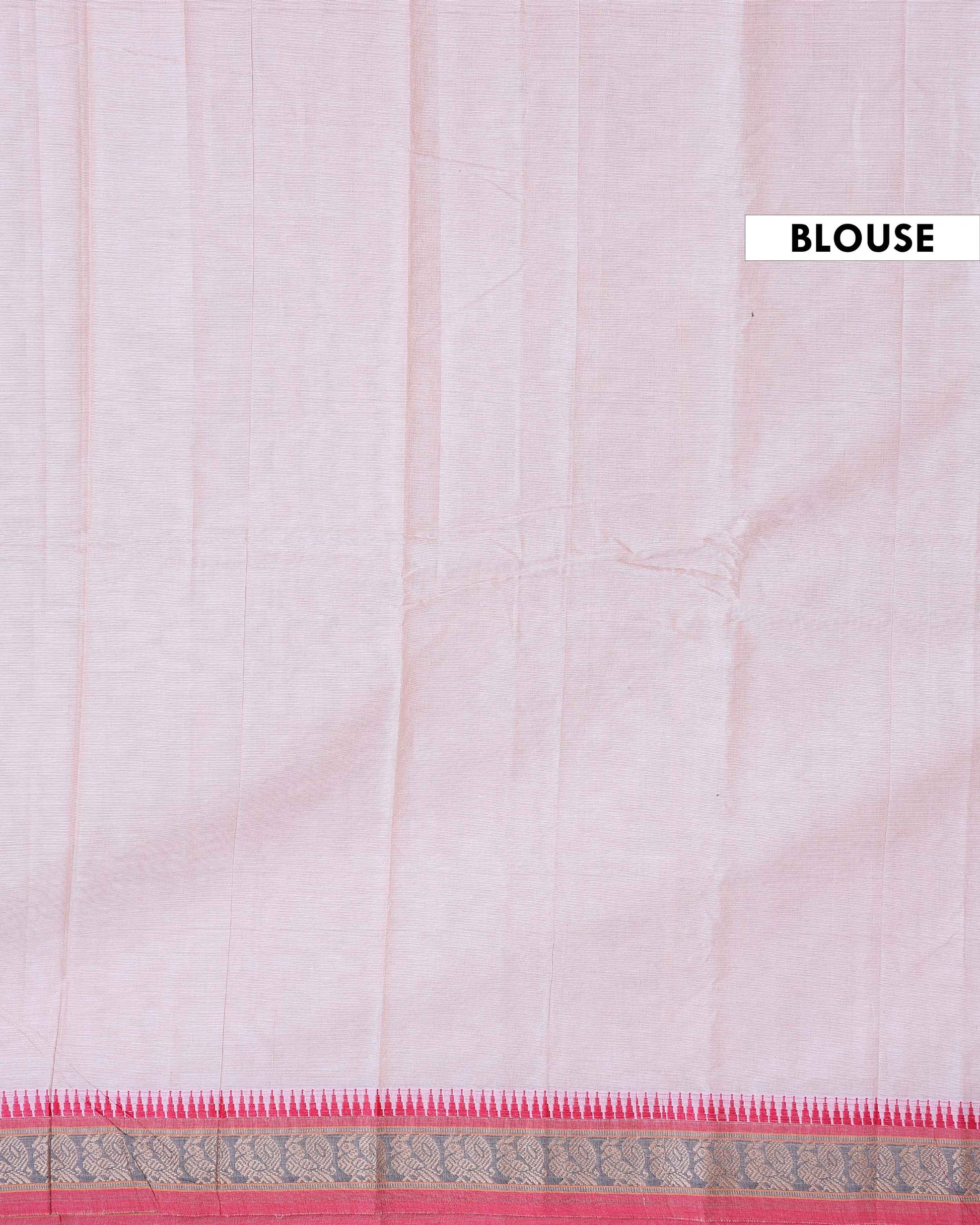 Traditional Handloom Narayanpet Cotton Saree with Traditional Temple Border and Intricate Weave - Light Pink