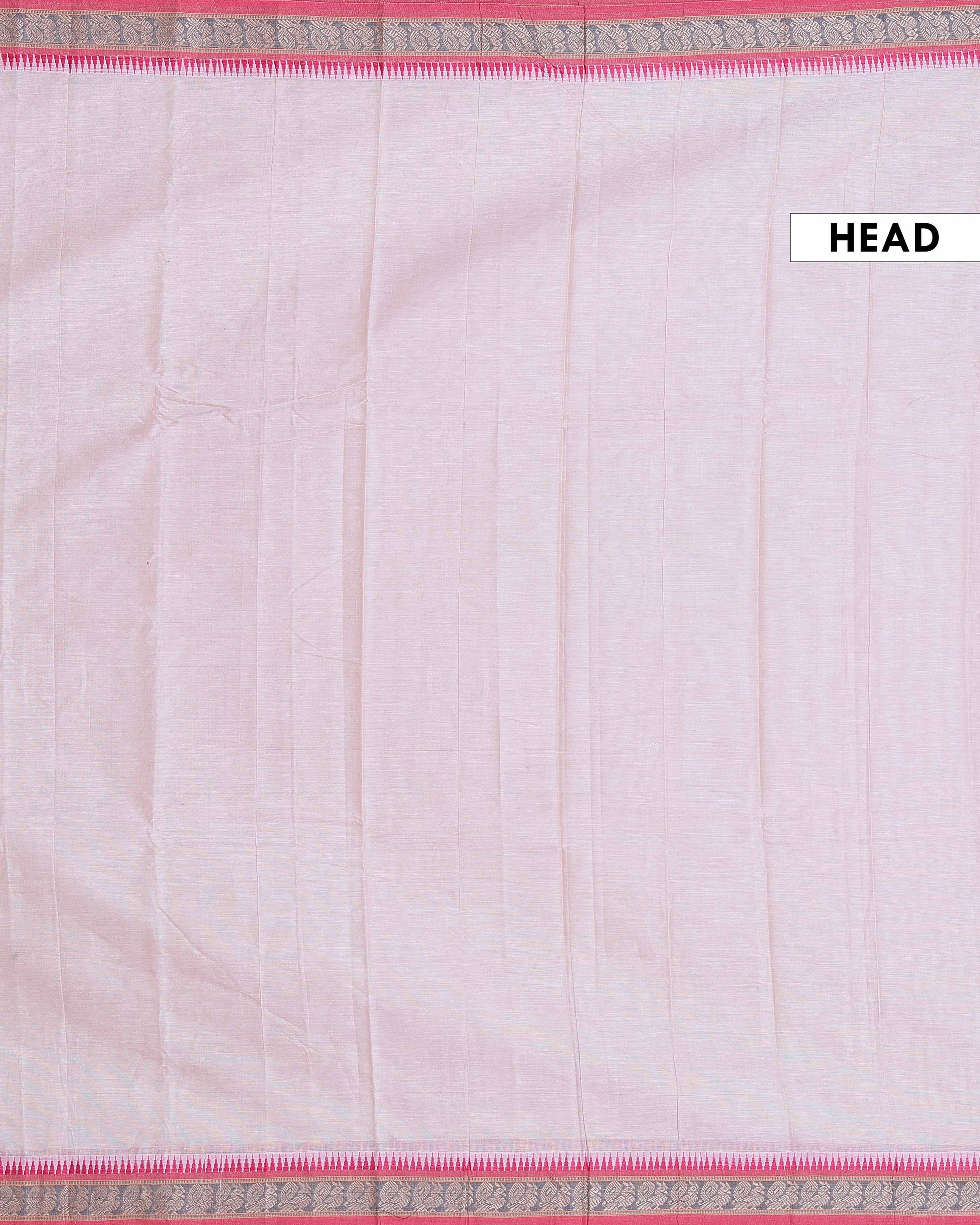 Traditional Handloom Narayanpet Cotton Saree with Traditional Temple Border and Intricate Weave - Light Pink