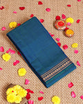 Traditional Handloom Narayanpet Cotton Saree with Traditional Woven Temple Border - Teal