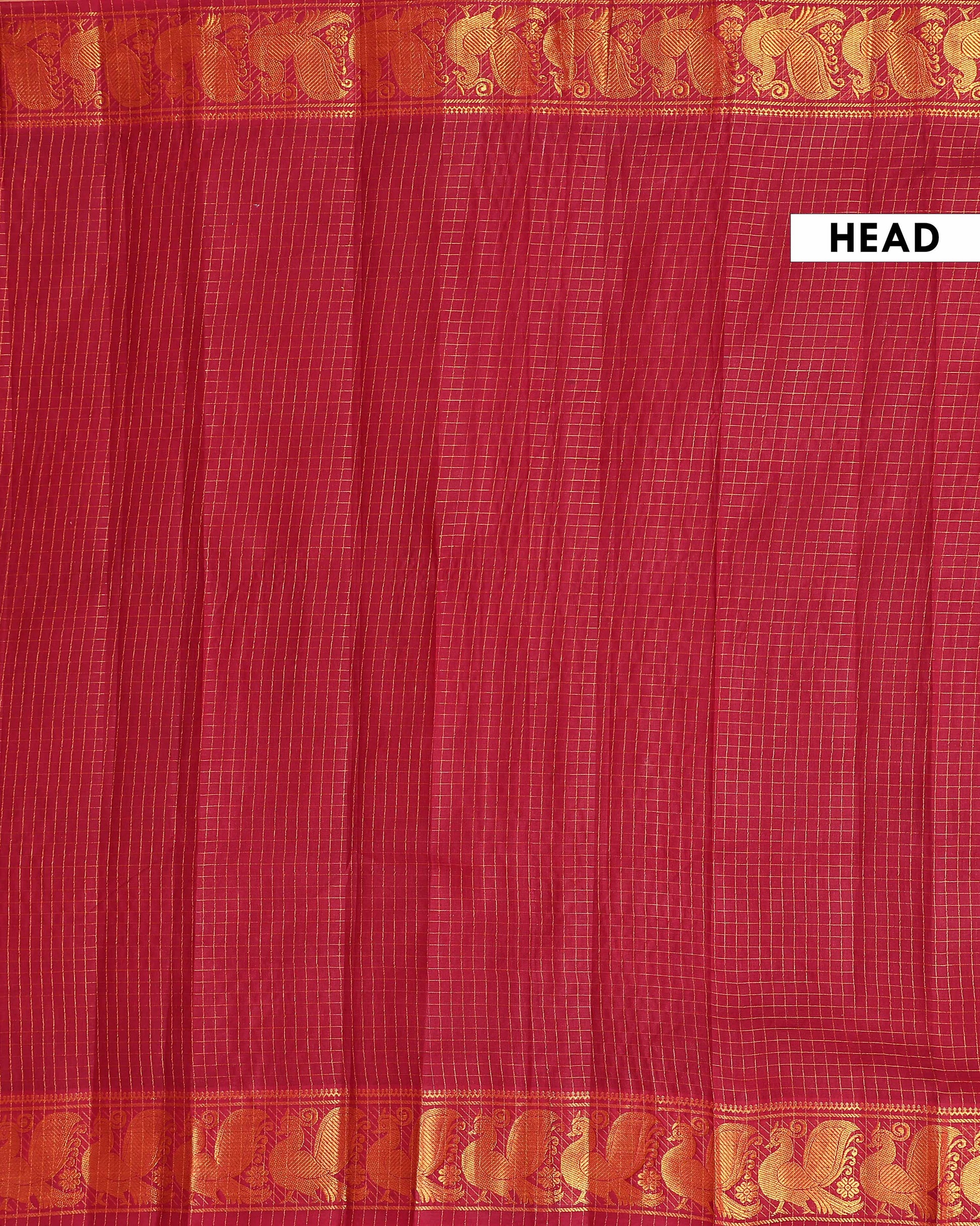 Traditional Handloom Sungudi Cotton Saree Checks and Elegant Zari Peacock Motif Border - Maroon