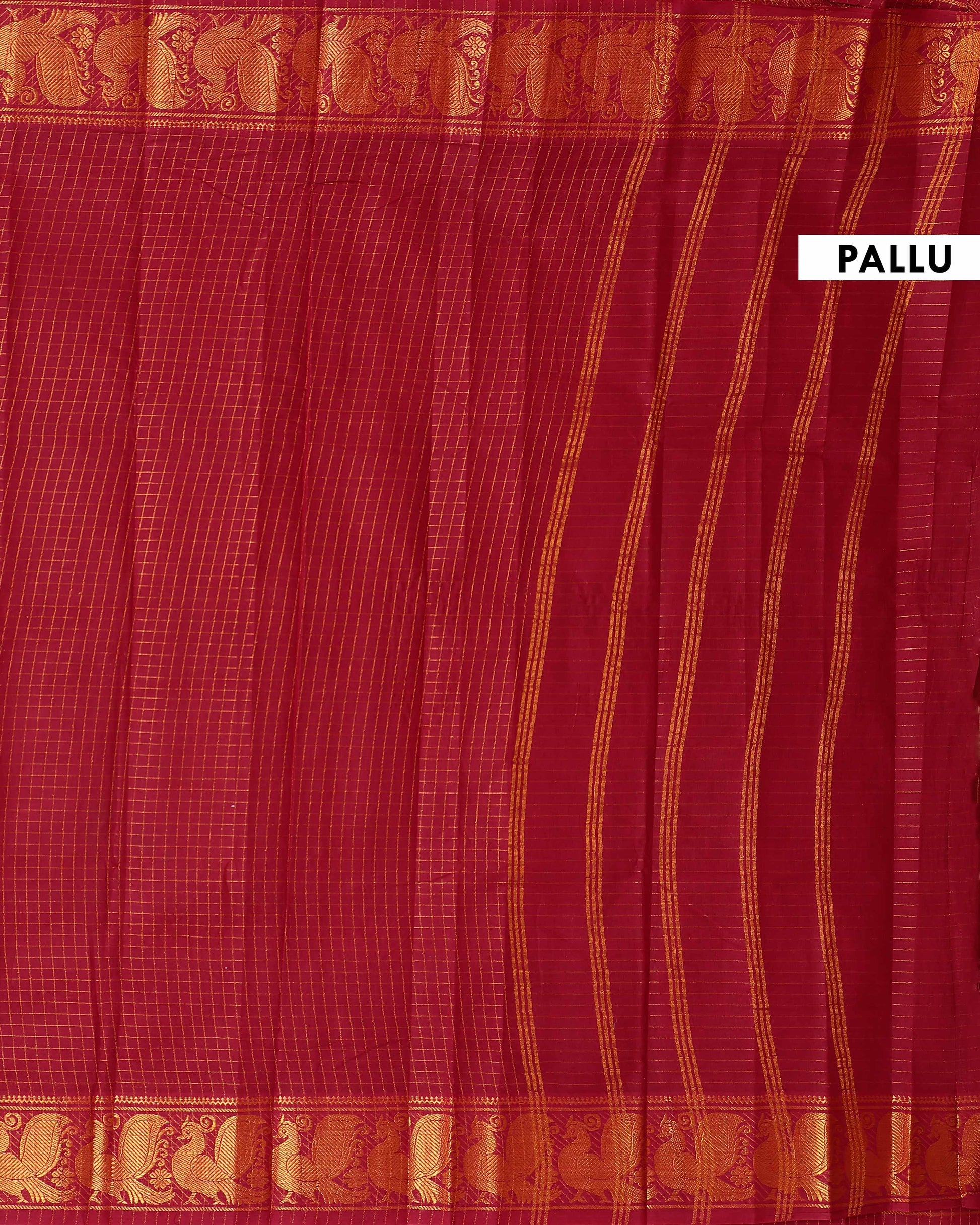 Traditional Handloom Sungudi Cotton Saree Checks and Elegant Zari Peacock Motif Border - Maroon