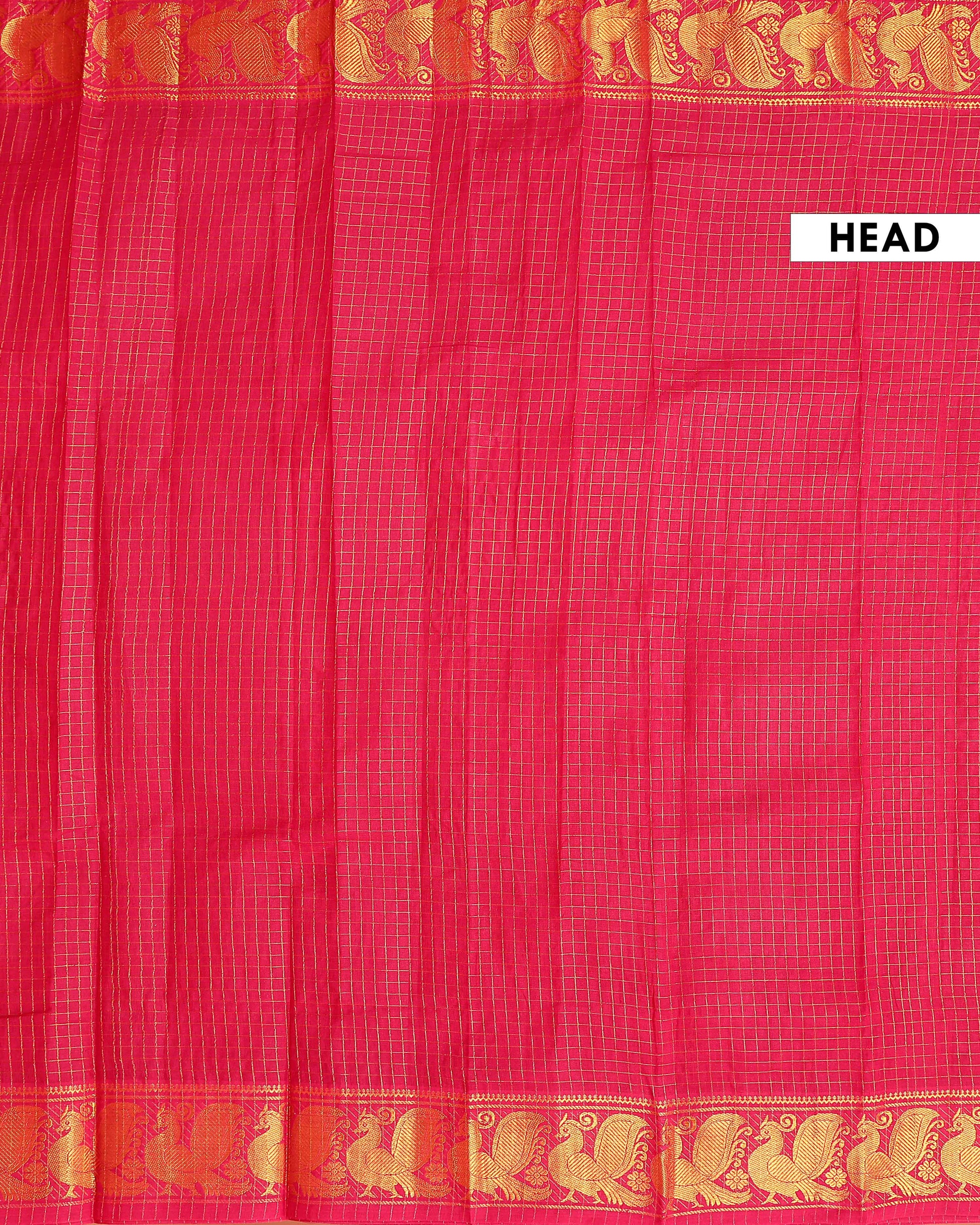 Traditional Handloom Sungudi Cotton Saree Checks and Elegant Zari Peacock Motif Border - Red