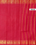 Traditional Handloom Sungudi Cotton Saree Checks and Elegant Zari Peacock Motif Border - Red