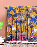 Traditional Handpainted Kalamkari Cotton Saree with Traditional Motifs - Yellow