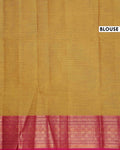 Traditional Handwoven Chettinad Cotton Saree with All Over Checks Ornate Zari Border Detailing - Olive Green