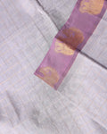 Traditional Handwoven Chettinad Cotton Saree with Traditional Elephant Motif Border - Grey