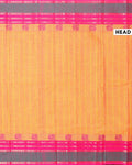 Traditional Handwoven Chettinad Cotton Saree with Traditional Zari Border - Sandal