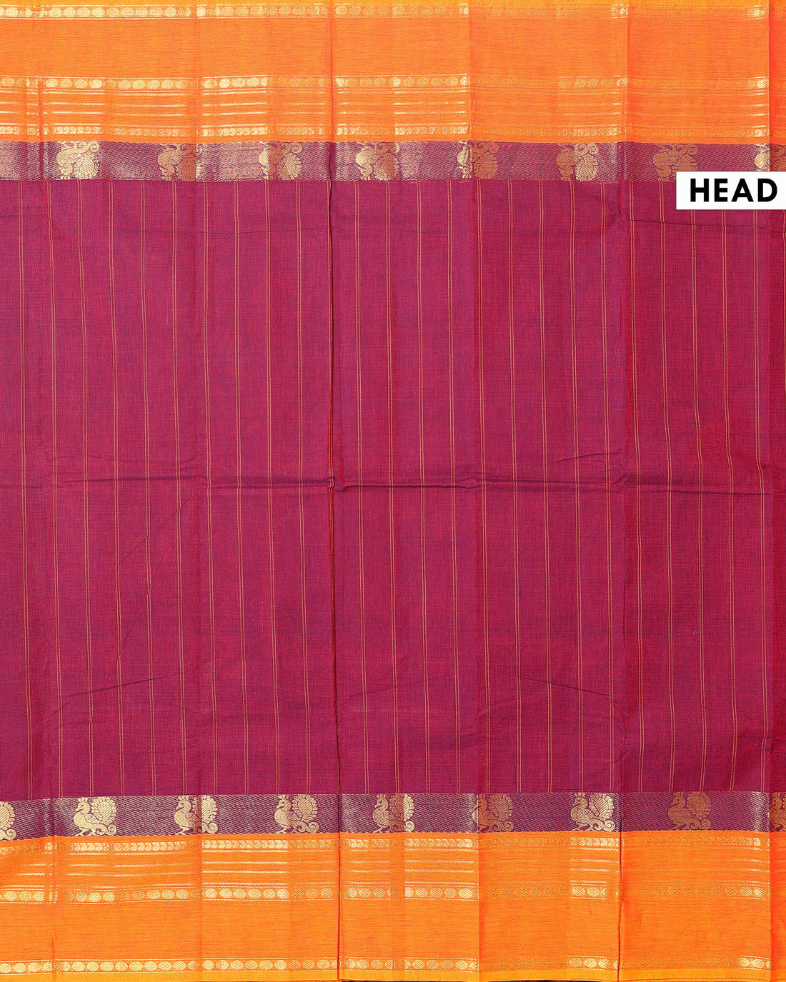 Traditional Handwoven Chettinad Cotton Saree with Traditional Zari Border - Maroon