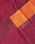 Traditional Handwoven Chettinad Cotton Saree with Traditional Zari Border - Maroon-close