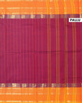 Traditional Handwoven Chettinad Cotton Saree with Traditional Zari Border - Maroon
