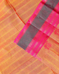Traditional Handwoven Chettinad Cotton Saree with Traditional Zari Border - Sandal