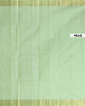 Traditional Handwoven Kovai Cotton Saree with Striped Pattern and Gold Zari Border - Green
