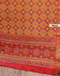 Traditional Handwoven Patola Semi Silk Saree with Intricate Geometric Motifs - Mustard