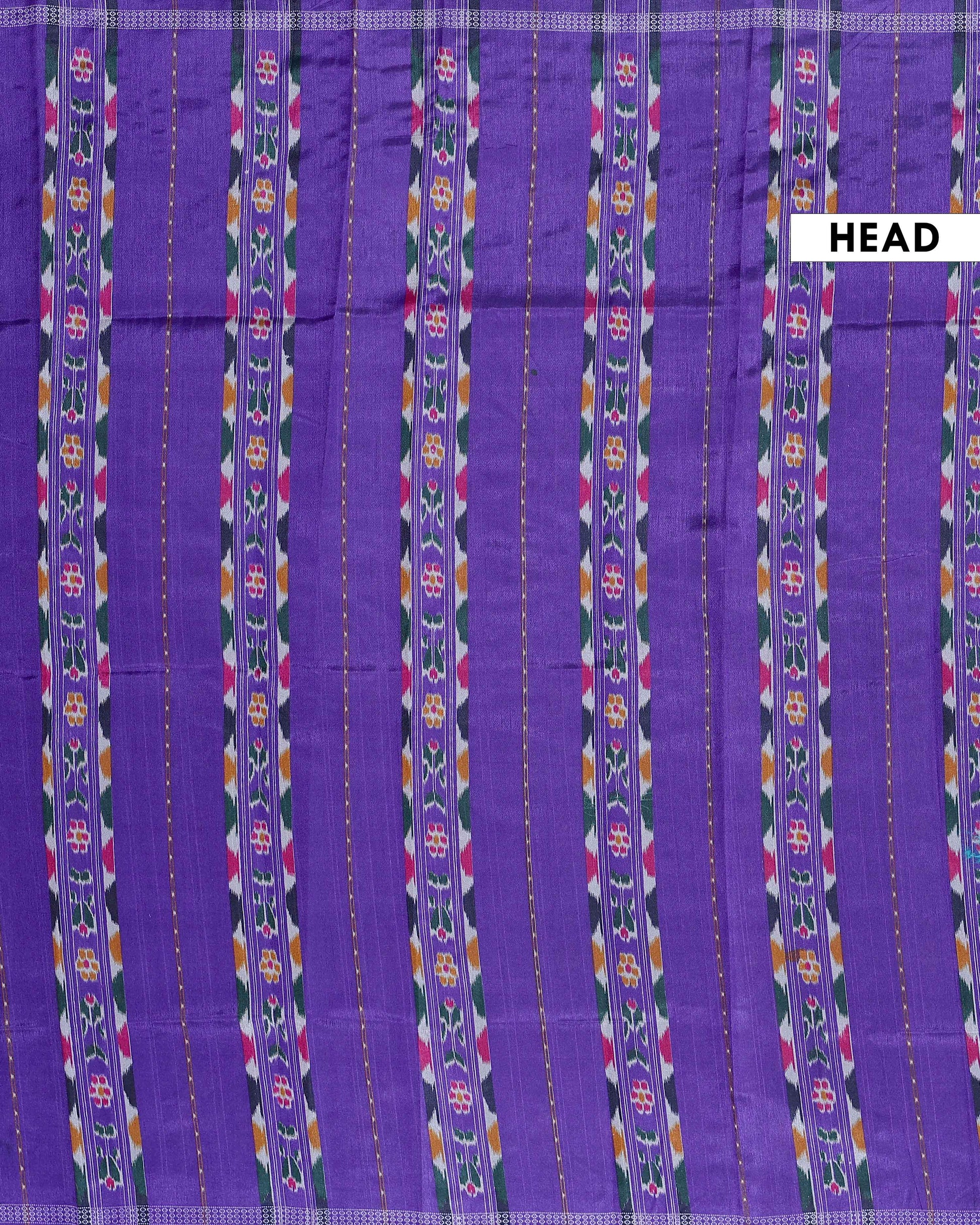 Traditional Handwoven Pochampally Ikkat Saree with Intricate Motifs - Purple