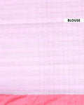 Traditional Ikkat Cotton Saree with Checked Body Design and Intricate Woven Pallu - Pink-Blouse