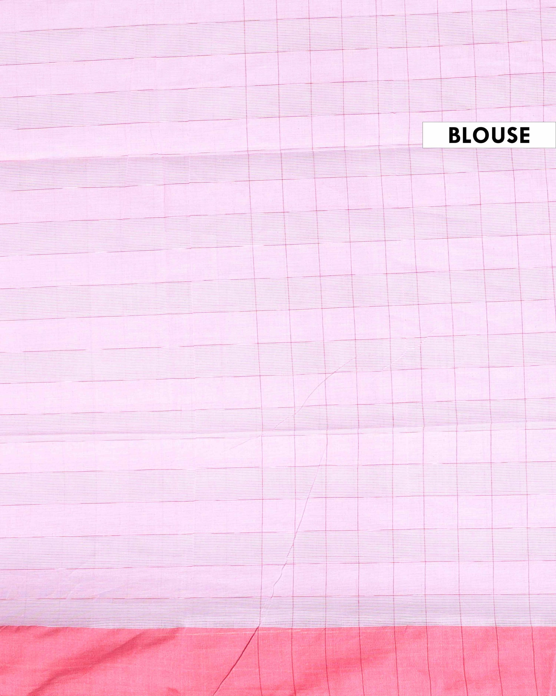 Traditional Ikkat Cotton Saree with Checked Body Design and Intricate Woven Pallu - Pink-Blouse