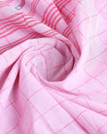 Traditional Ikkat Cotton Saree with Checked Body Design and Intricate Woven Pallu - Pink-Close