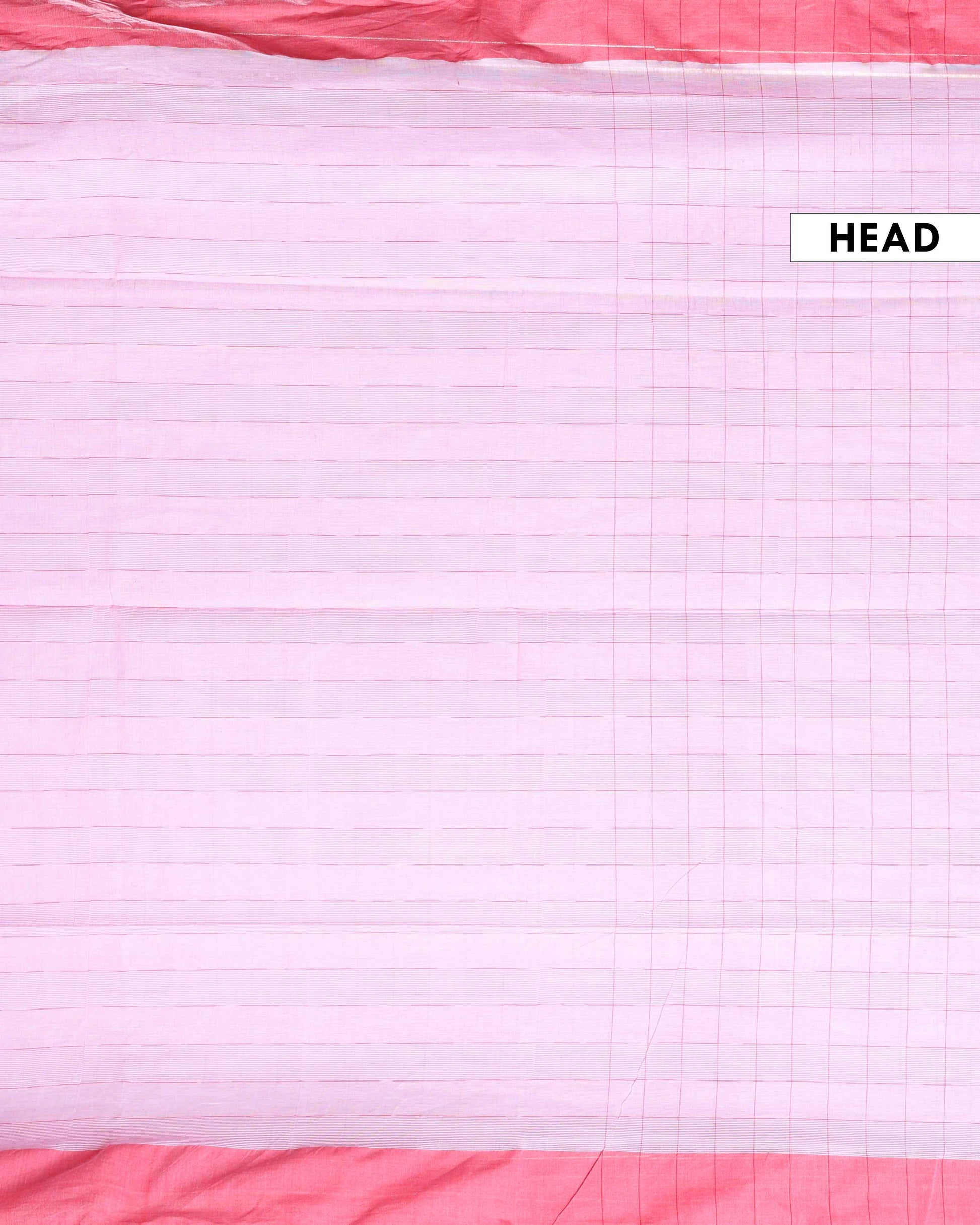 Traditional Ikkat Cotton Saree with Checked Body Design and Intricate Woven Pallu - Pink-Head