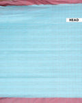 Traditional Ikkat Cotton Saree with Checked Pattern and Contrast Border - Sky Blue-Head