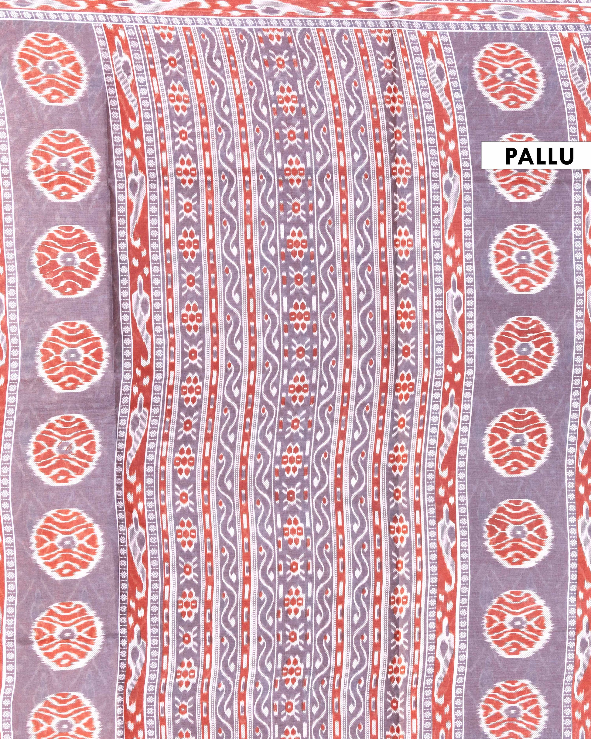 Traditional Ikkat Weave Voile Cotton Saree with Geometric Motifs - Light Red