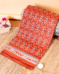 Traditional Ikkat Weave Voile Cotton Saree with Geometric Motifs - Light Red