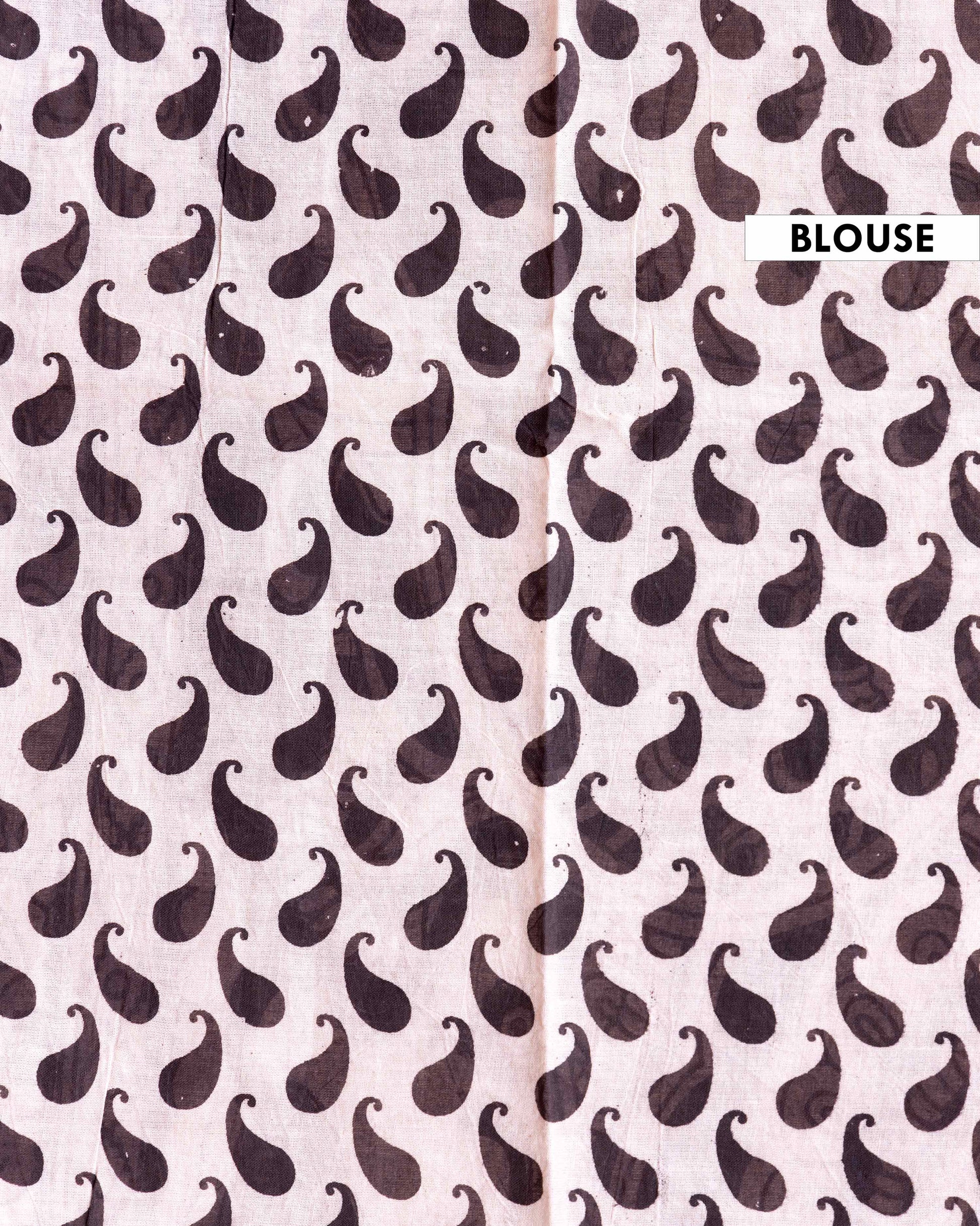 Traditional Kalamkari Block-Printed Saree with Intricate Floral Motif - Dark Green