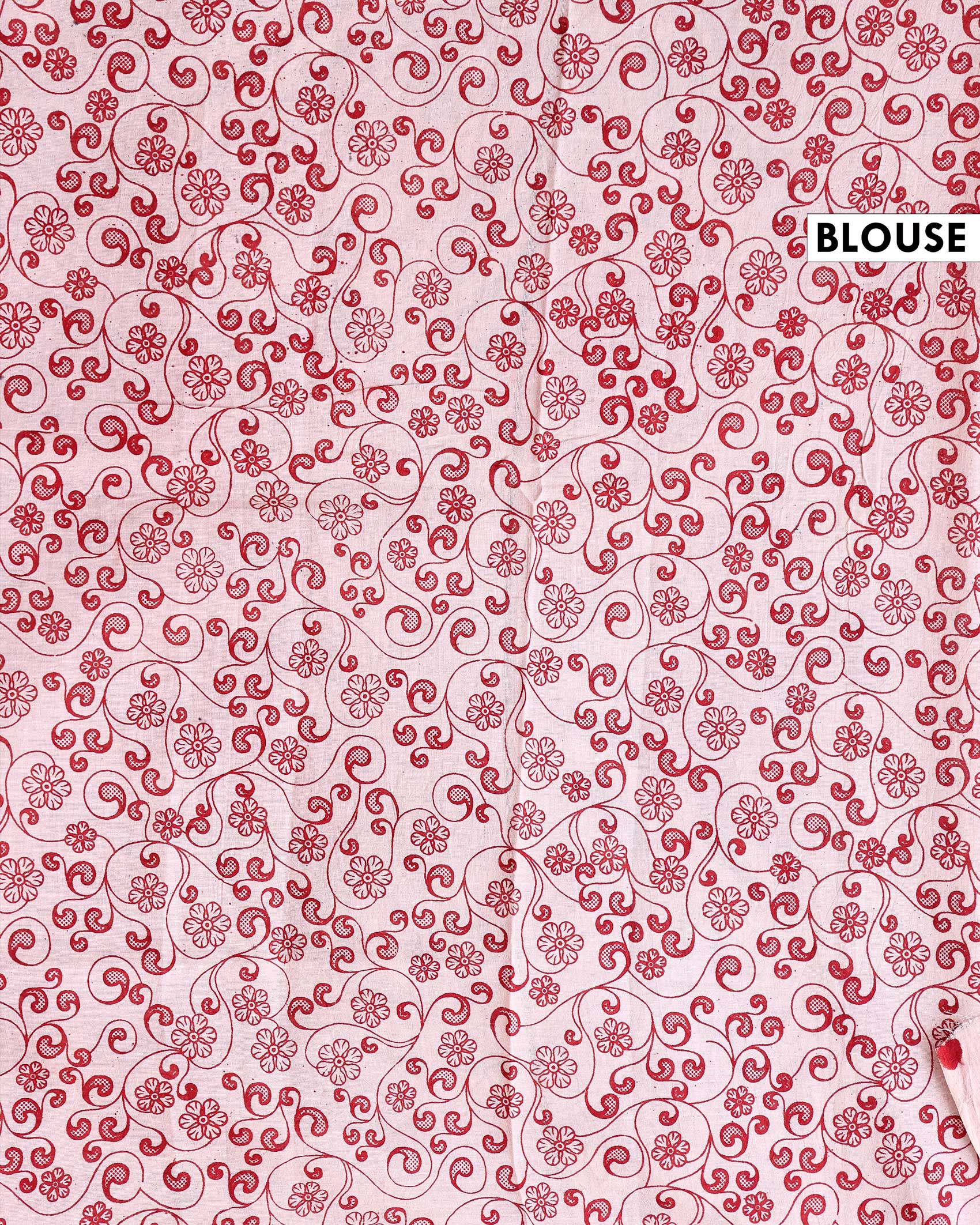 Traditional Kalamkari Block Print Cotton Saree All-Over Floral Patterns - Blue