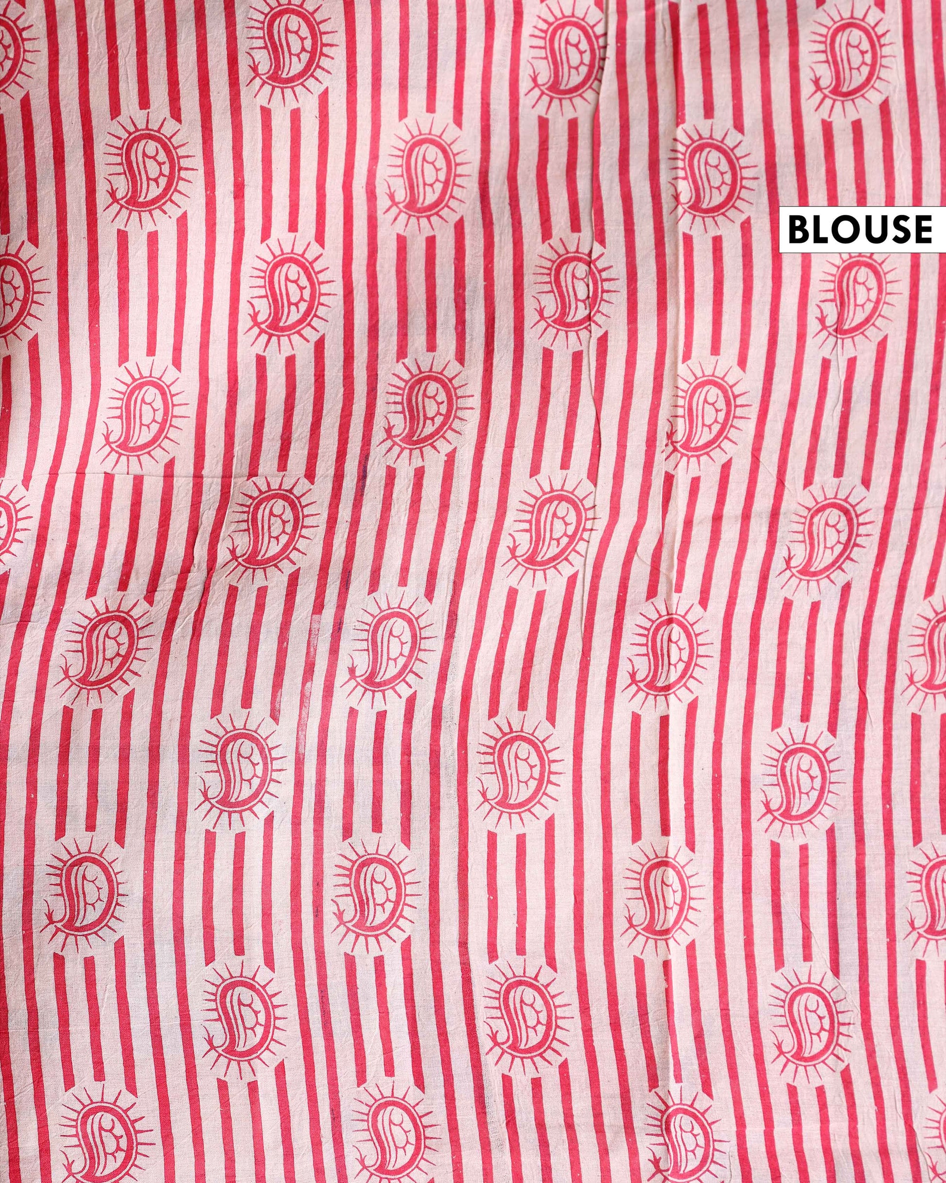 Traditional Kalamkari Block Print Cotton Saree Intricate Floral Jaal Design - Blue