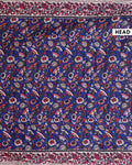 Traditional Kalamkari Block Print Cotton Saree Intricate Floral Jaal Design - Blue