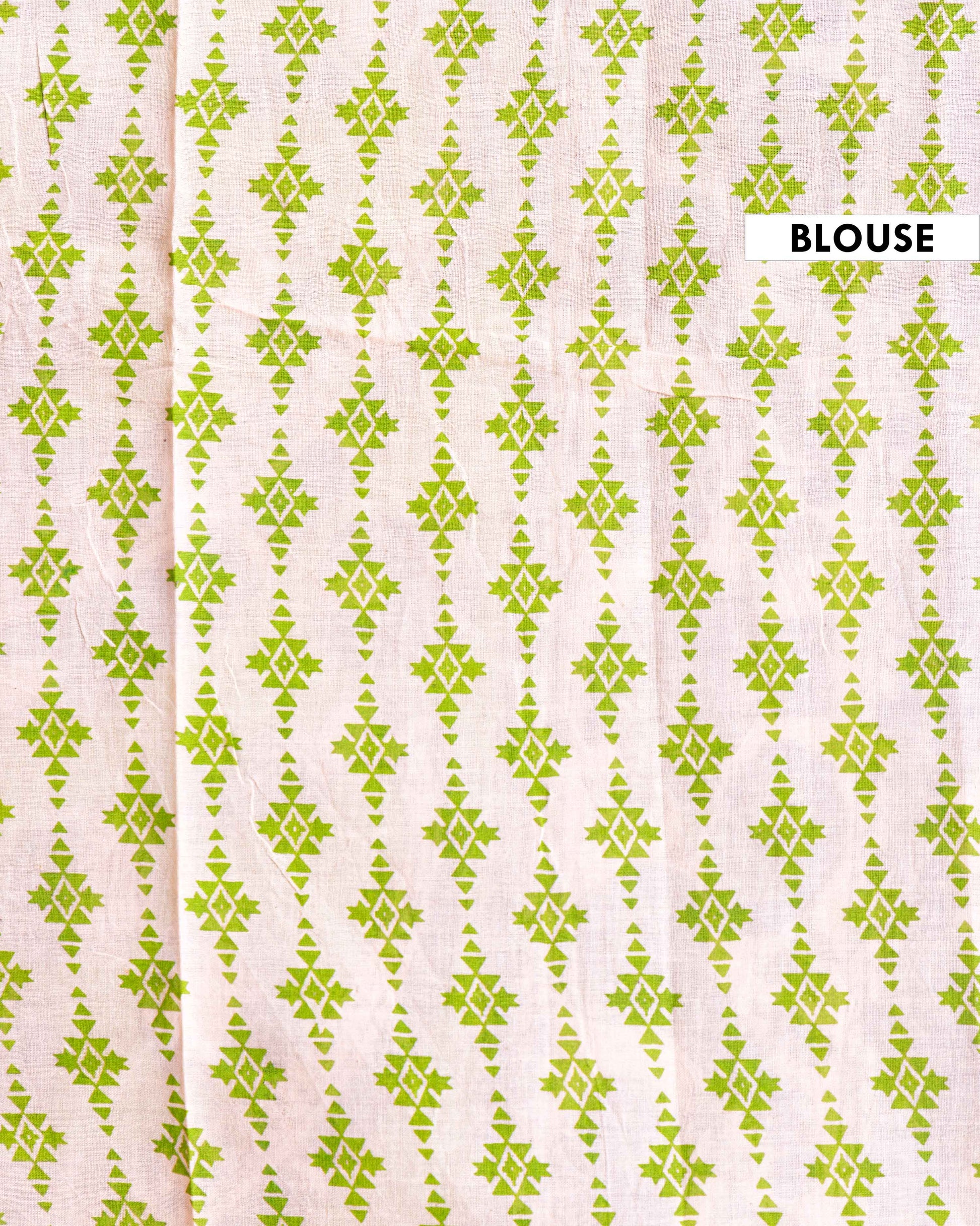 Traditional Kalamkari Block Print Cotton Saree Intricate Leaf & Flower Patterns - Blue