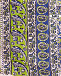 Traditional Kalamkari Block Print Cotton Saree Intricate Leaf & Flower Patterns - Blue