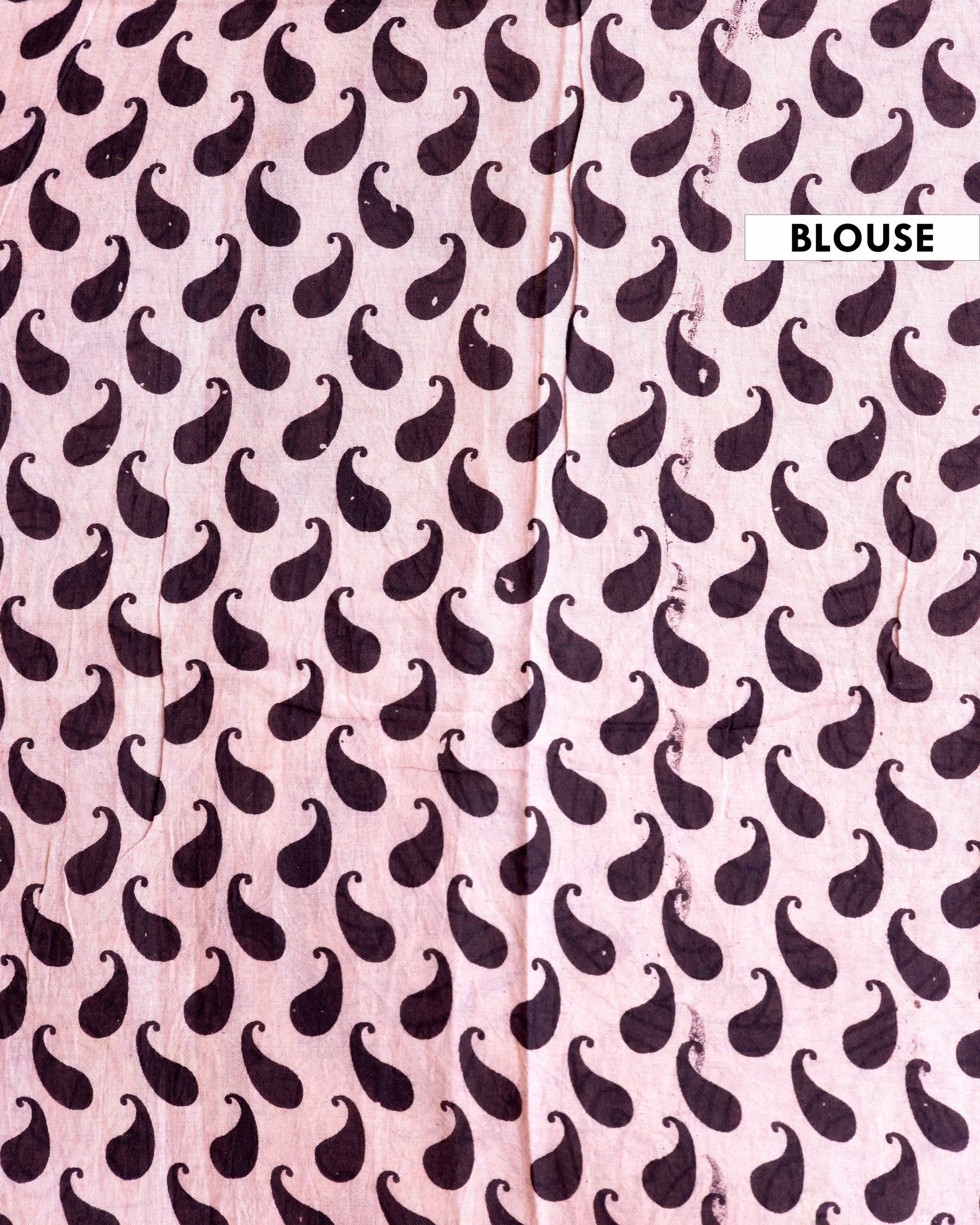 Traditional Kalamkari Block Print Cotton Saree Intricate Mythological Artwork - Dark Purple