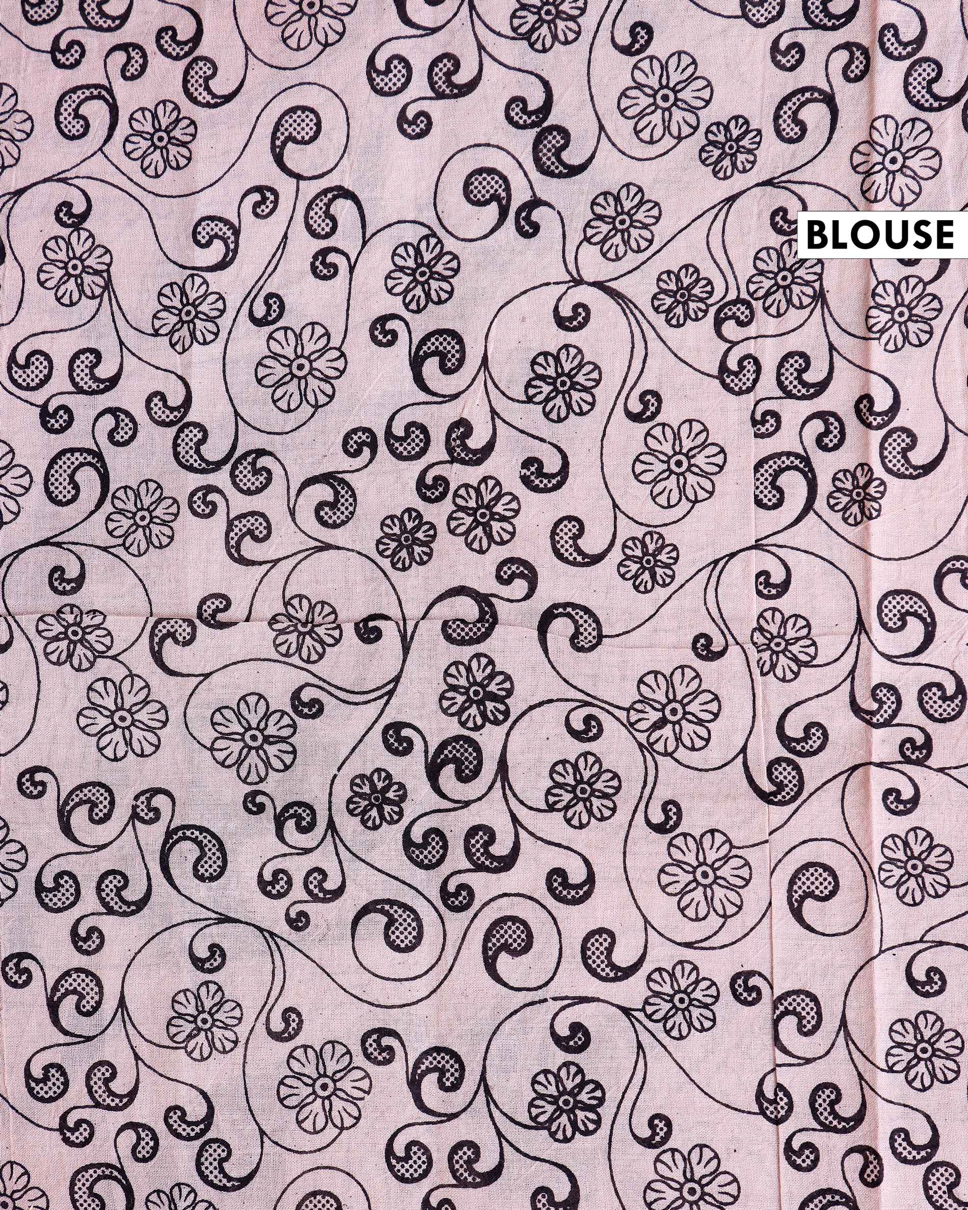 Traditional Kalamkari Block Printed Cotton Saree Delicate Floral Patterns - Green