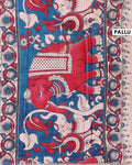 Traditional Kalamkari Cotton Saree All-Over Floral Pattern and Classic Border - Blue
