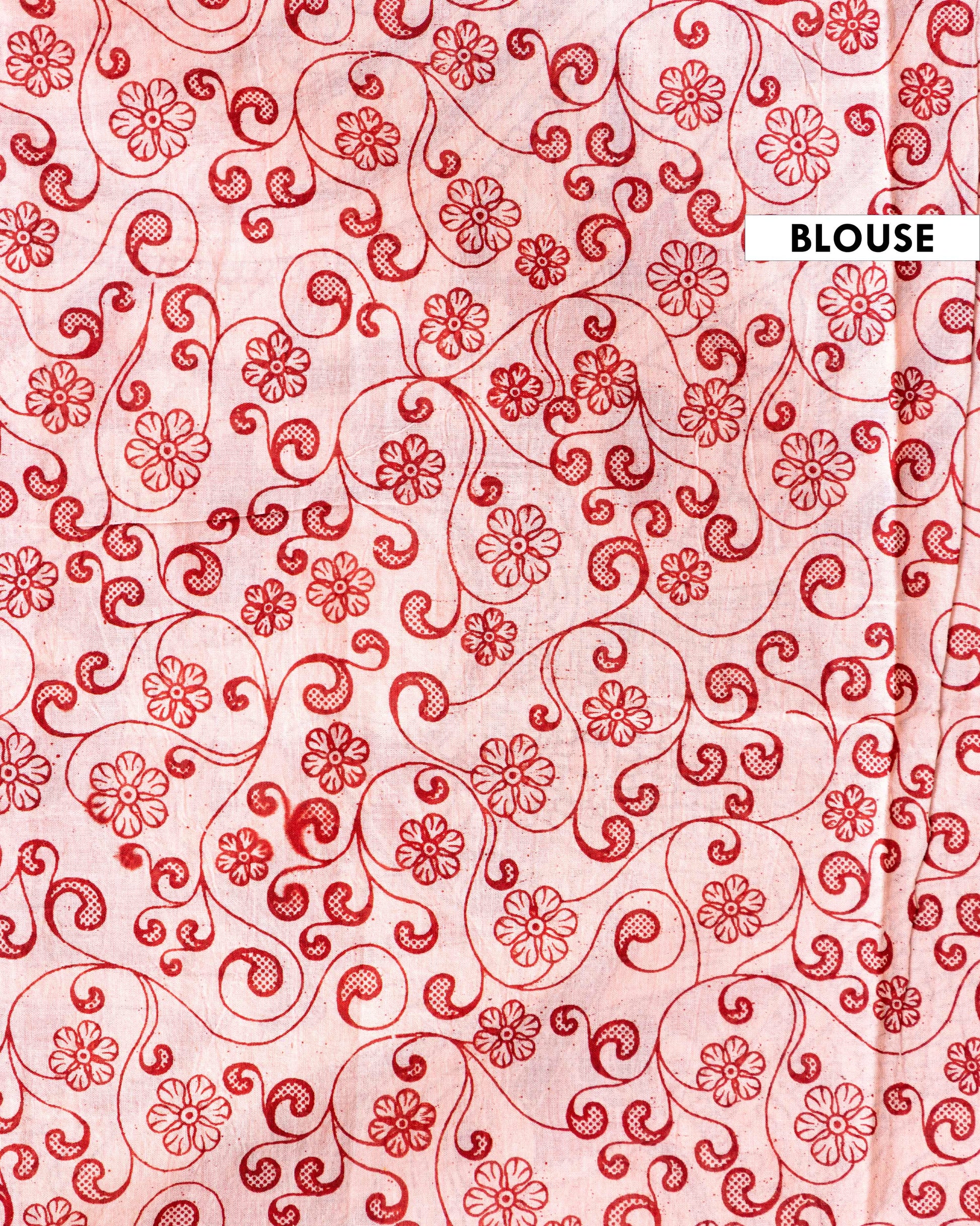 Traditional Kalamkari Cotton Saree with Elaborate Floral and Folk Art Patterns - Red