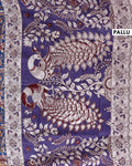 Traditional Kalamkari Cotton Saree with Elephant and Human Figure Motifs - Pallu