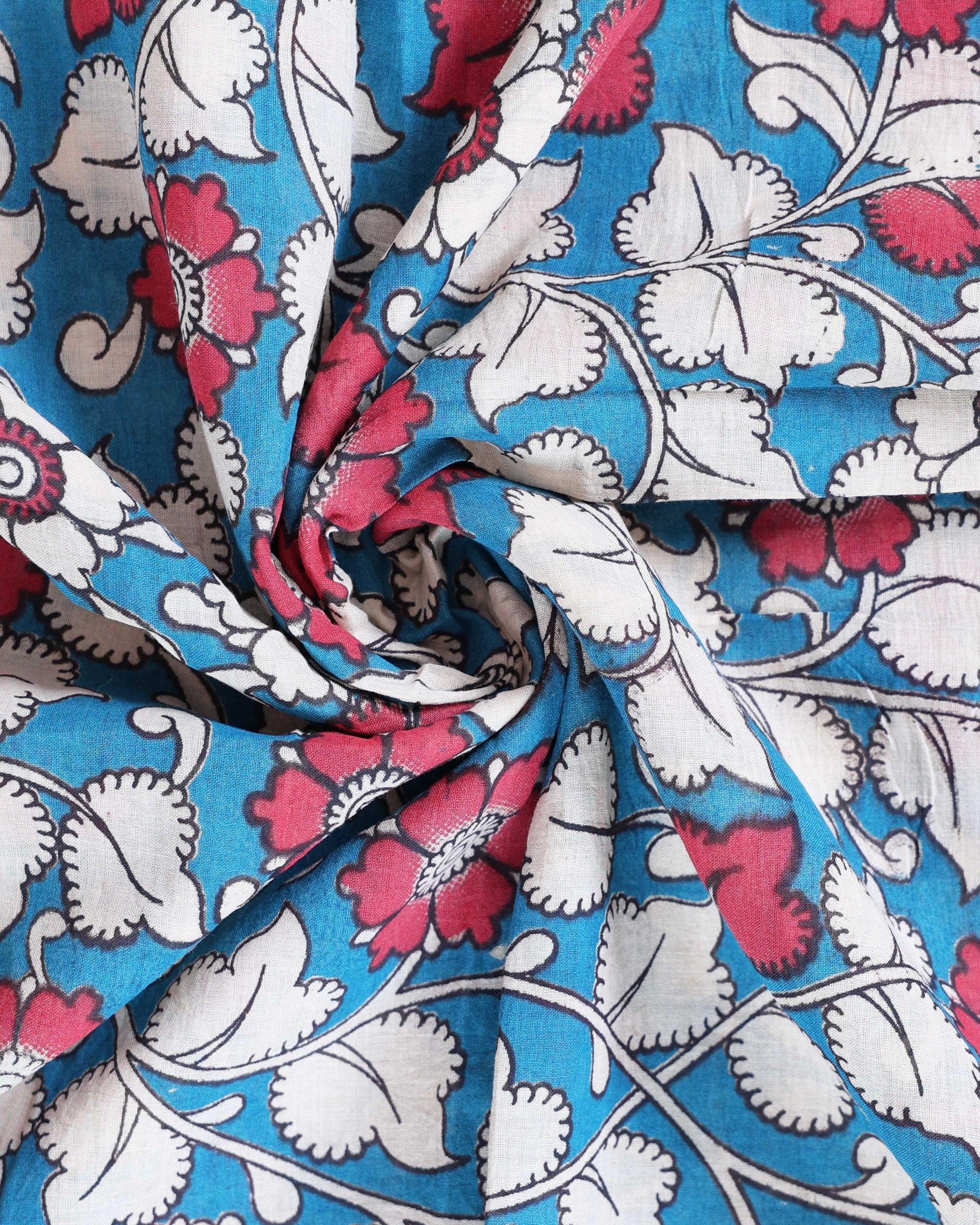 Traditional_Kalamkari_Cotton_Saree_with_Intricate_Floral_Leafy_Motifs_-Close